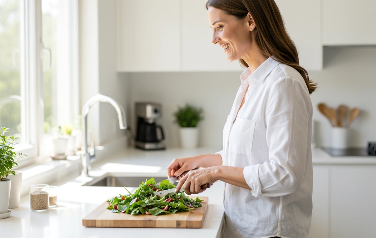 Ingredientes frescos y naturales en una cocina iluminada